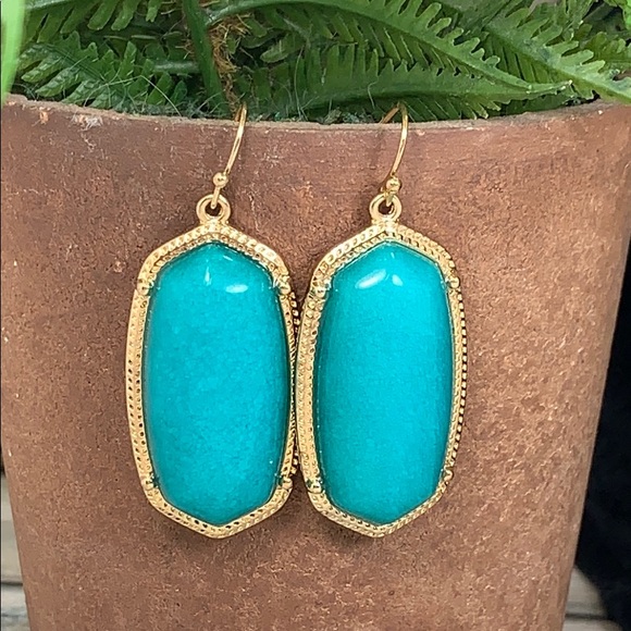 Jewelry - 💰Trendy teal stone gold tone statement earrings